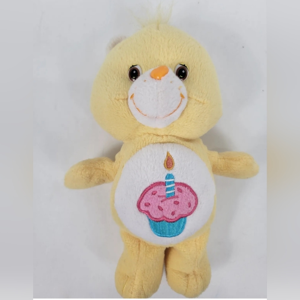 Vintage Care Bears Birthday Bear Yellow 2002 8" Plush Stuffed